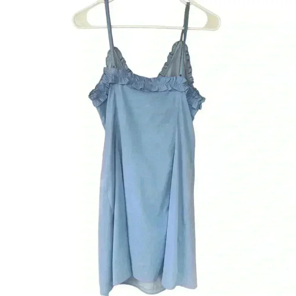 Lost + Wander Bella Ruffle Mini Dress In blue size M adjustable straps w/liner - Picture 9 of 12